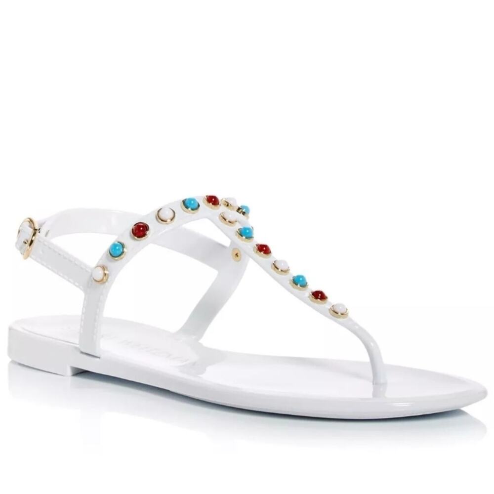 Stuart Weitzman Sawyer Charm Jelly Sandals White 8